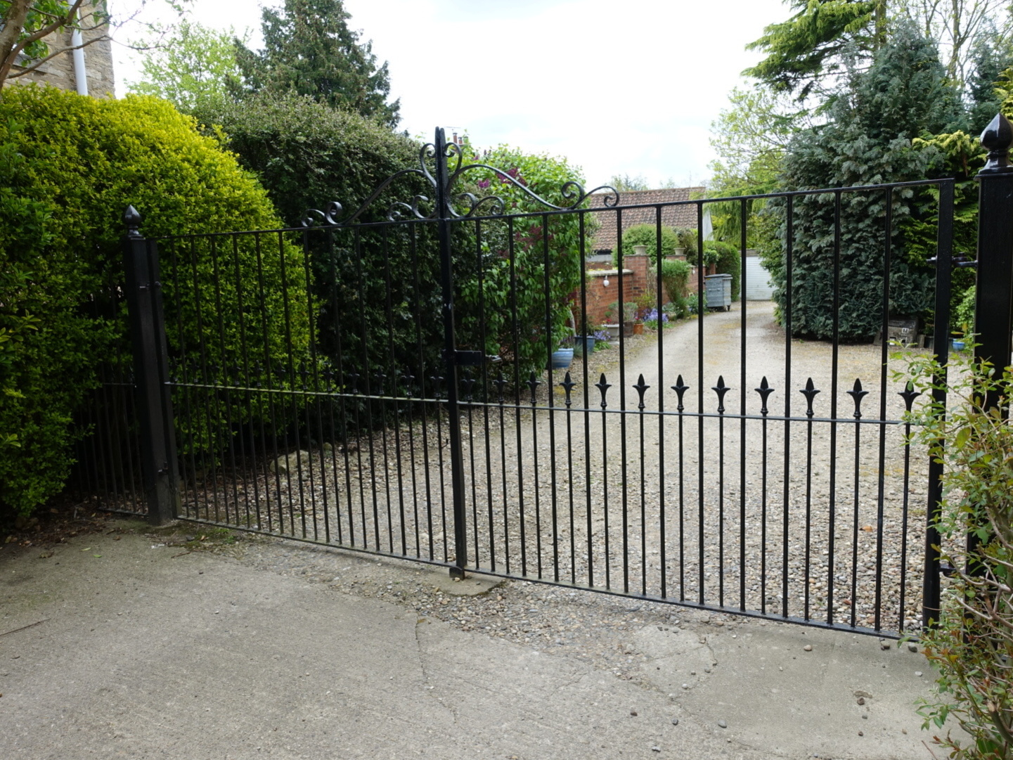 Gates at the entrance to our private car park